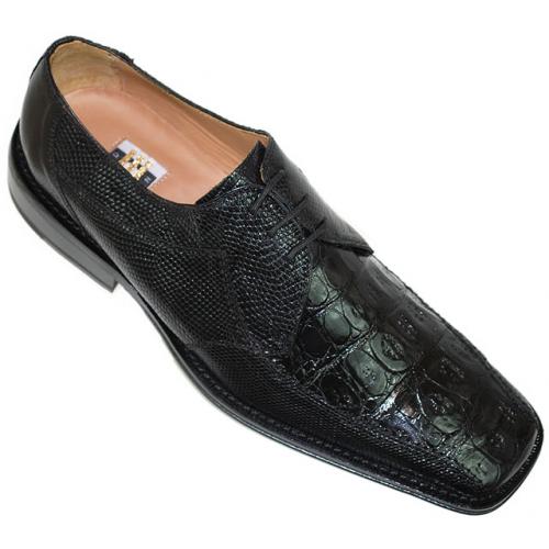 David Eden  "Savior" Black Genuine Crocodile/Lizard Shoes